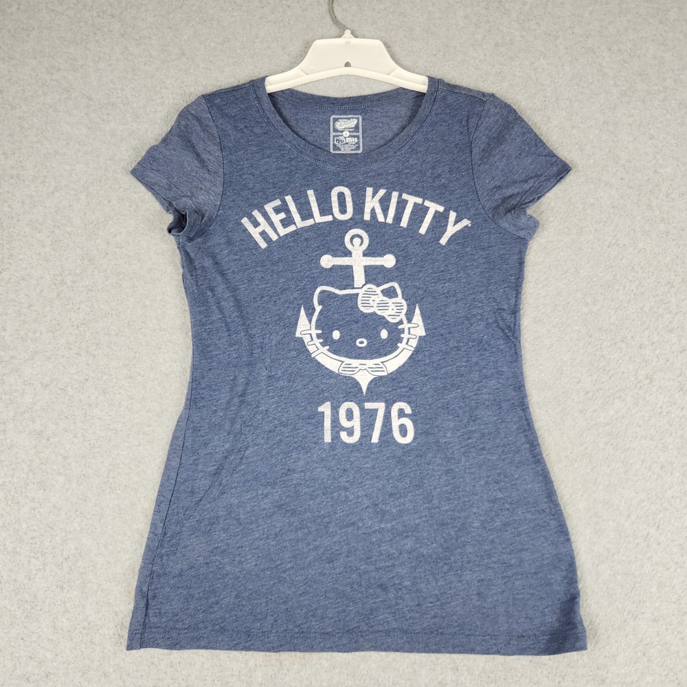 Old Navy Tee Womens Small Blue Heathered Hello Kitty Sanrio Graphic Short Sleeve